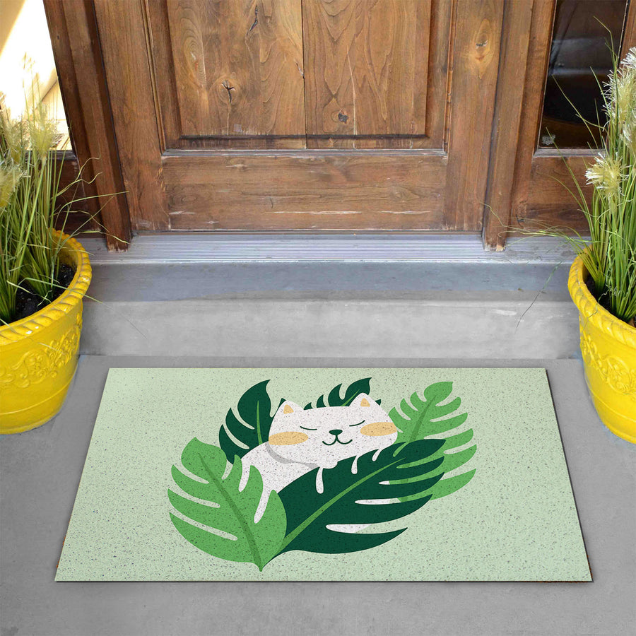 Feblilac Monstera Cat PVC Coil Door Mat - view 2