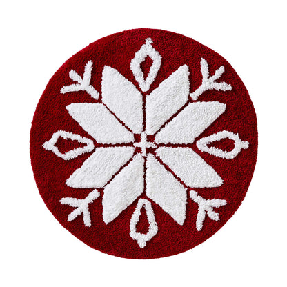 Feblilac Round Christmas Snowflakes Tufted Bath Mat