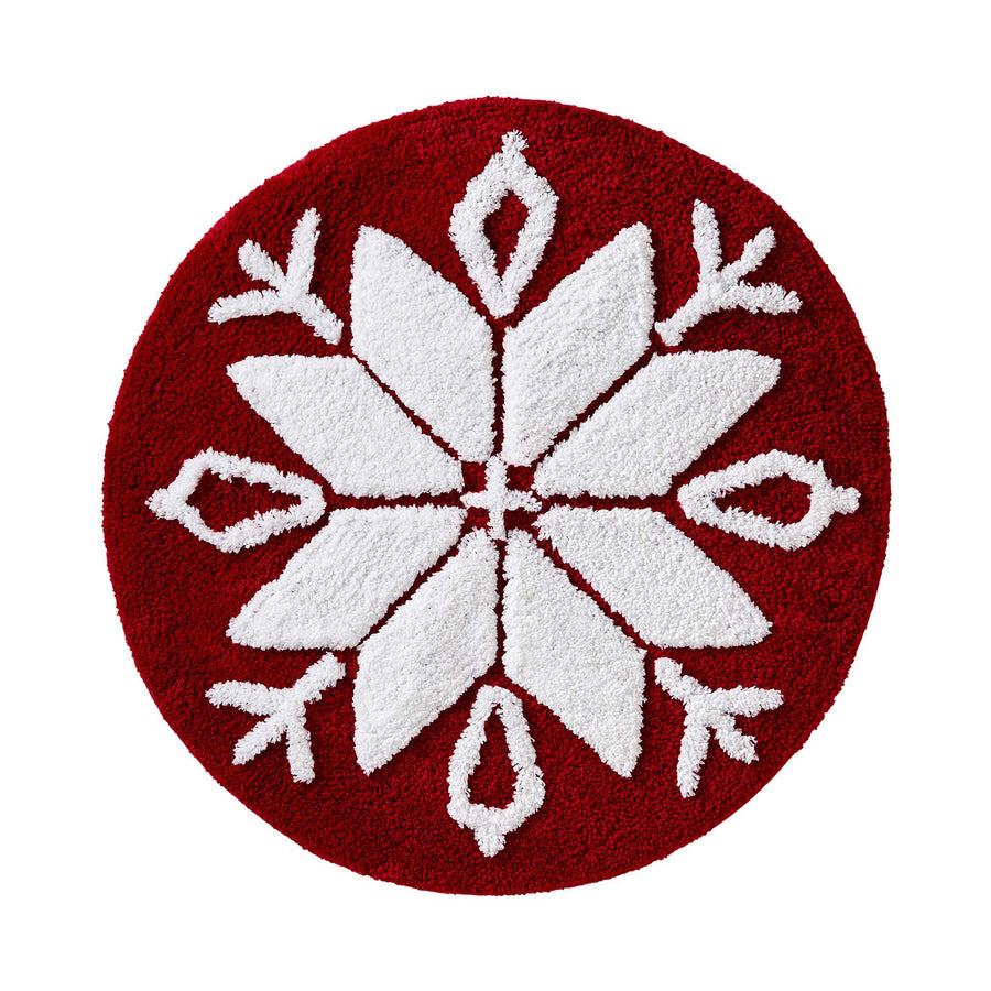 Feblilac Round Christmas Snowflakes Tufted Bath Mat