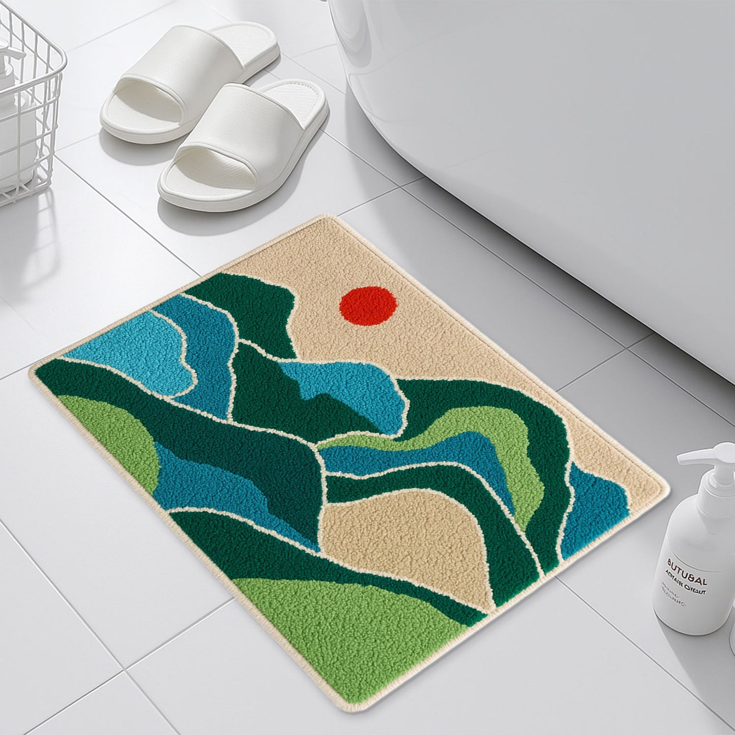 Feblilac Green Mountains and Rivers Tufted Bath Mat