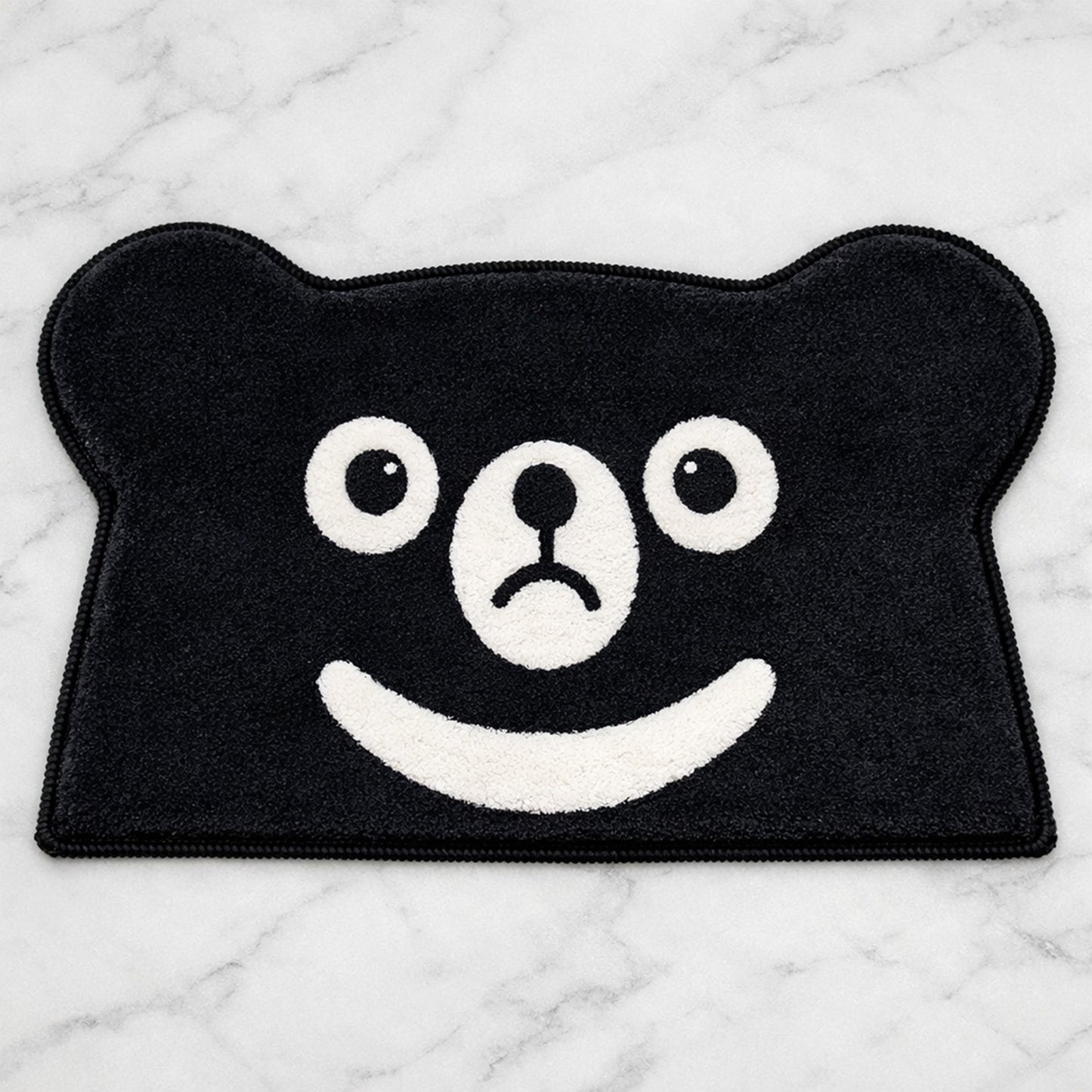 Feblilac Black Bear Tufted Bath Mat | Non-Slip & Washable Cute Rug