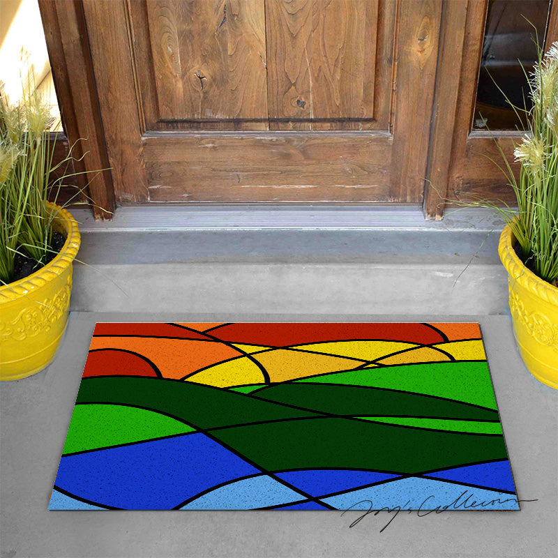 Feblilac Colorful Abstract Mountain Geometric PVC Coil Door Mat - view 2