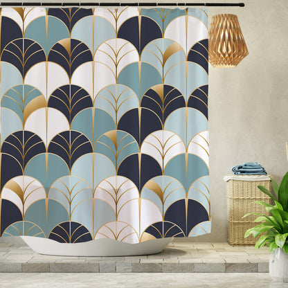 Feblilac Blue Wave Shower Curtain with Hooks