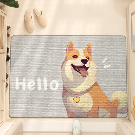Feblilac Cute Cheerful Dog PVC Coil Door Mat