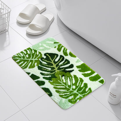 Feblilac Green Monsters Leaves Bathroom Rug