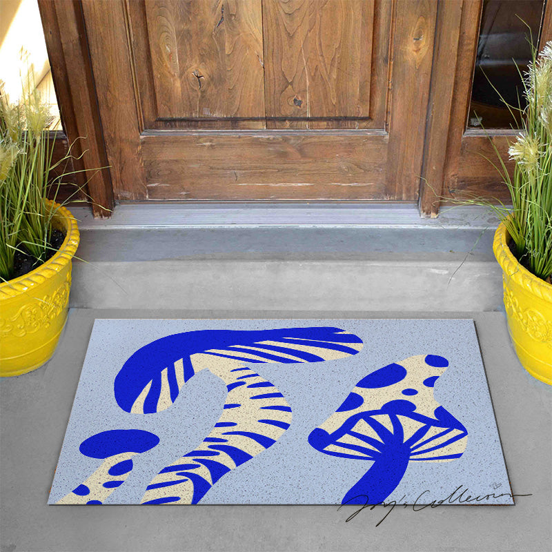 Feblilac Light Blue Mushroom PVC Coil Door Mat - view 2