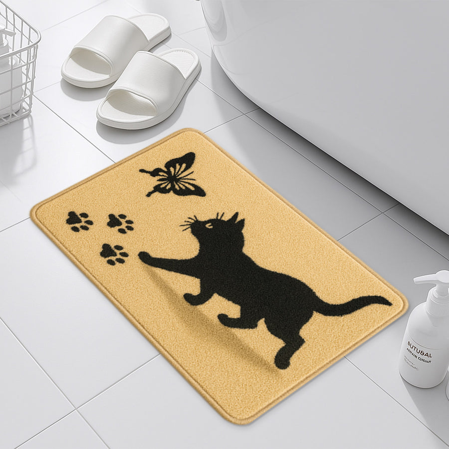 Feblilac Black Cat & Butterfly Tufted Bath Mat - view 2