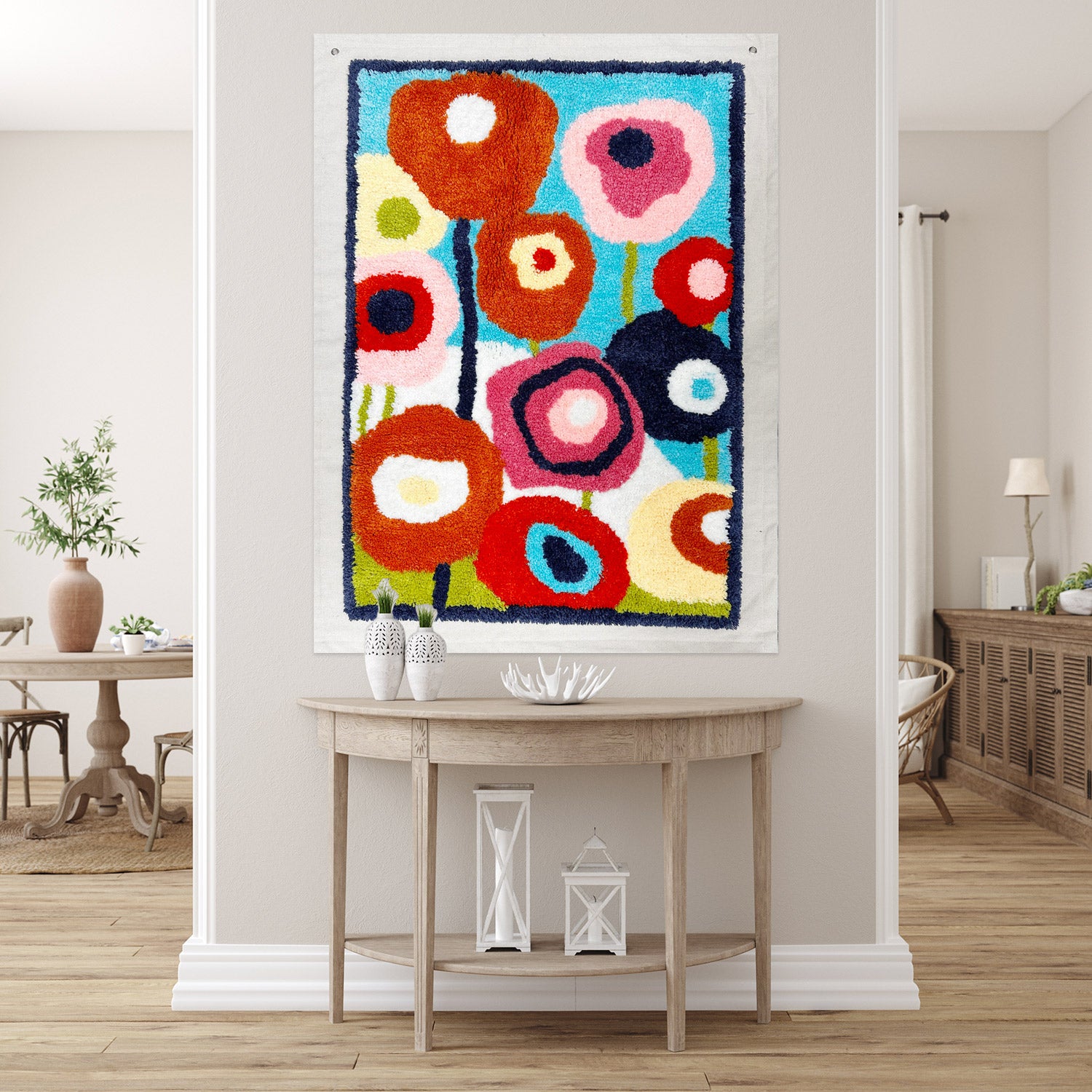 Feblilac Colorful Flowers Tufted Tapestry