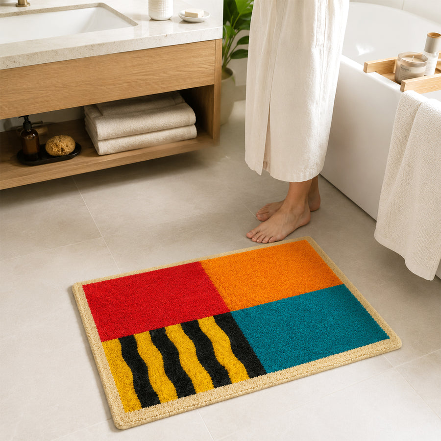Feblilac Color Block Tufted Bath Mat - view 2