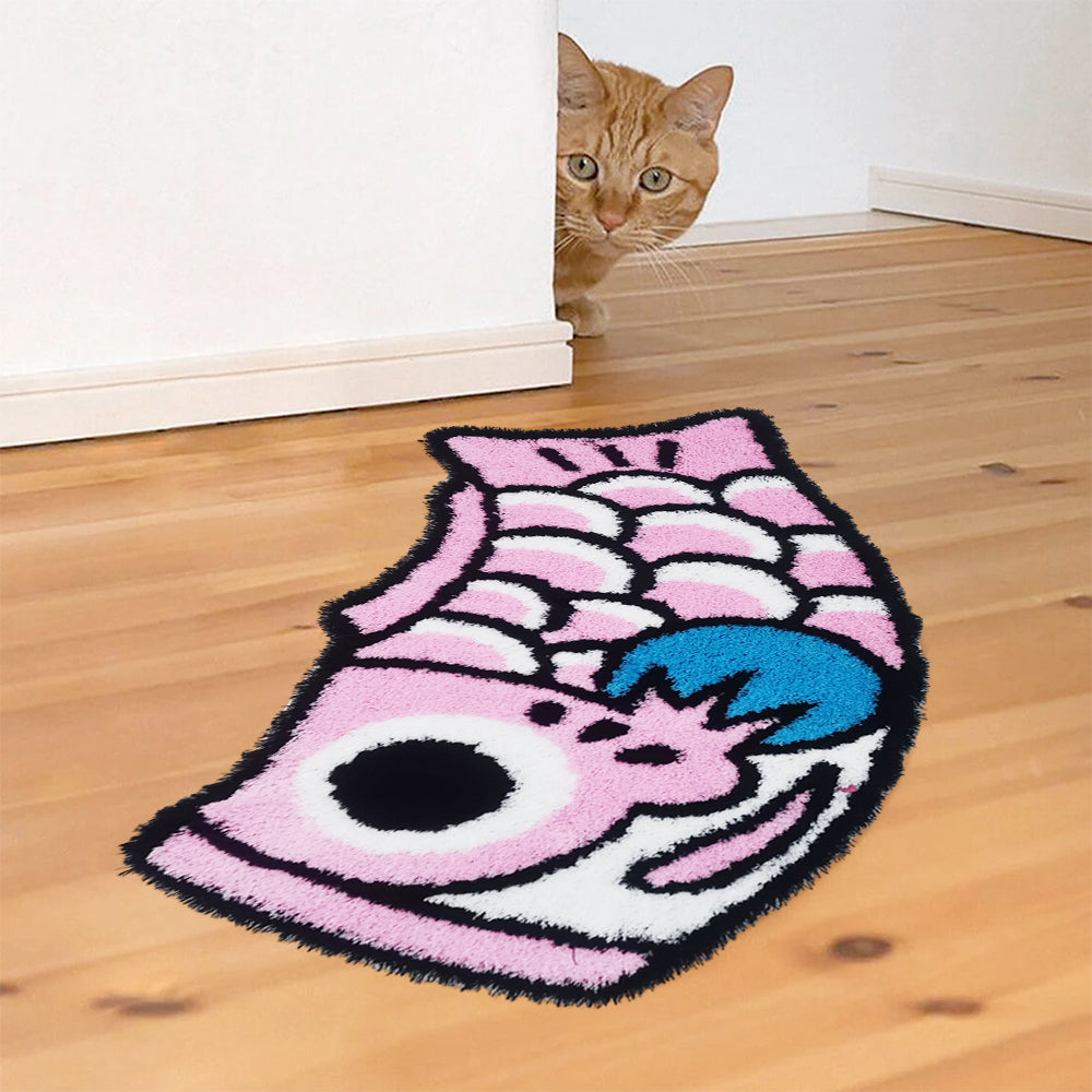 Feblilac Cute Pink and Blue Koi Fish Bath Mat