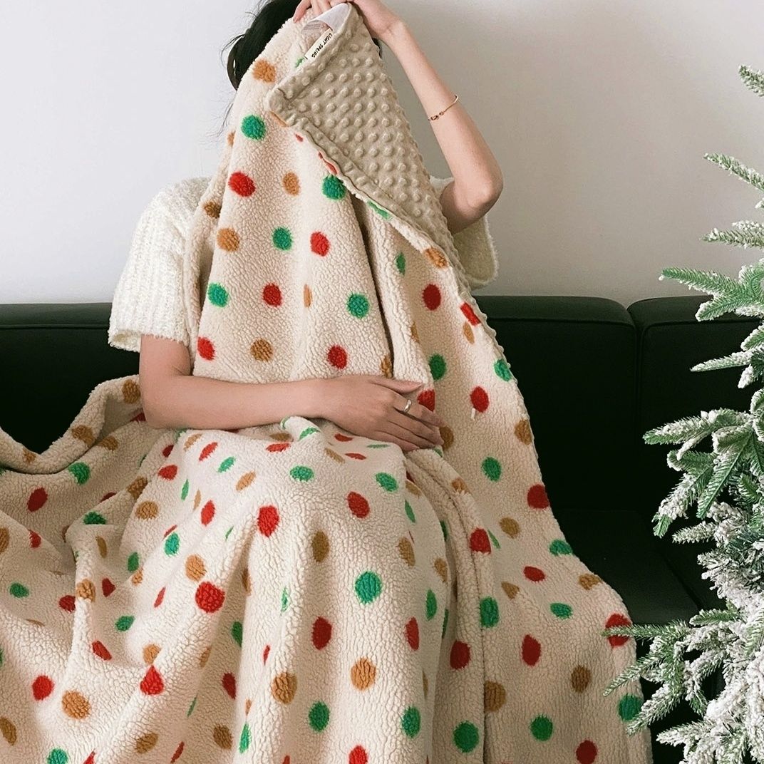 Christmas Polka Dots Blanket, Colorful Holiday Home Sofa Decor