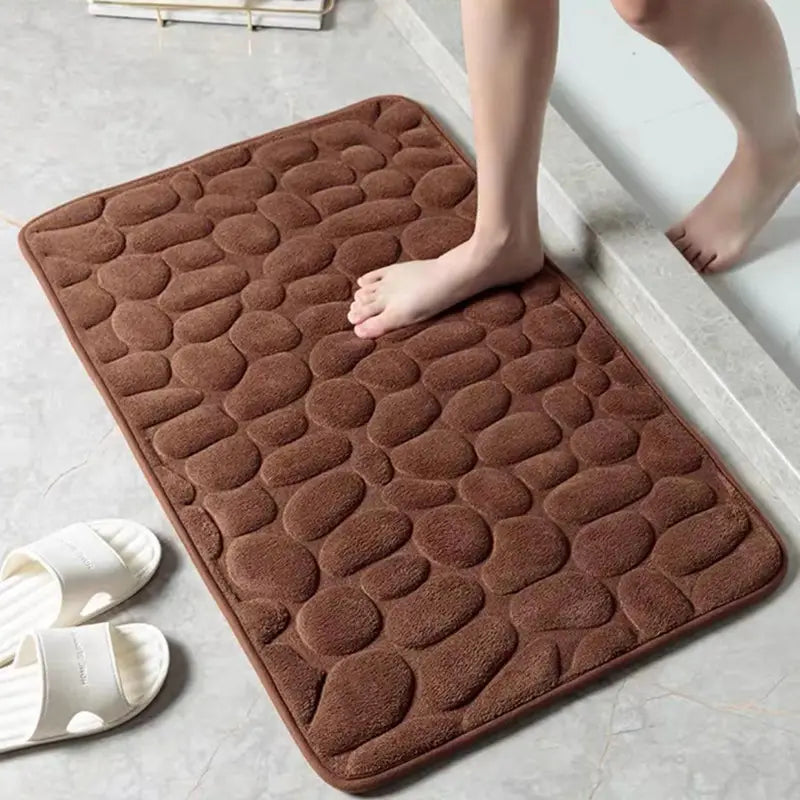 Feblilac Luxurious Memory Foam Cobblestone Bath Mat