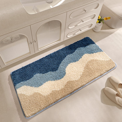 Feblilac Forest and Mountains Tufted Bath Mat U-shape Toilet Floor Mat