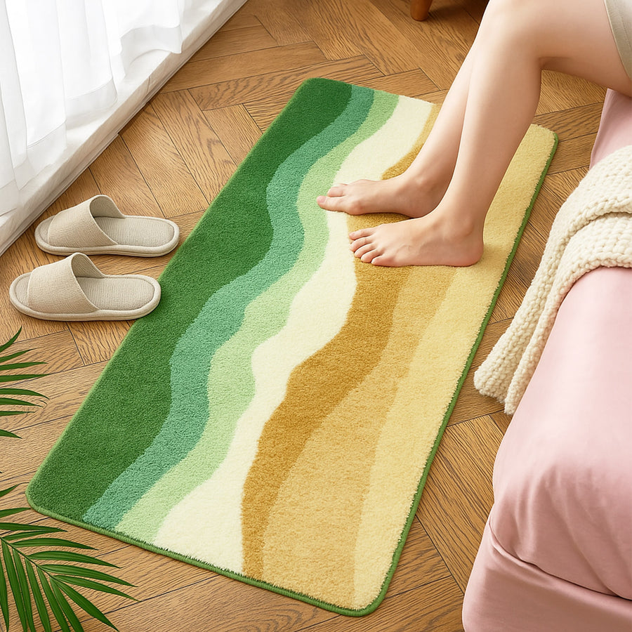 Wavy Striped Ocean Wave Bath Mat – Soft, Non-Slip & Absorbent, Runner Rug for Bathroom - view 3