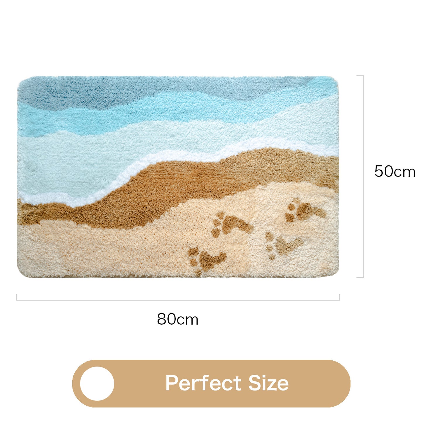 Feblilac Footprints on the Beach Tufted Bath Mat