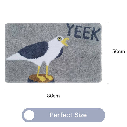 Feblilac Grey Gull Bathroom Mat, Cute Seagull Bath Mat, Fun YEEK Rug