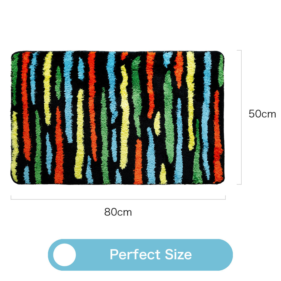 Feblilac Black background Color Lines Tufted Bath Mat - view 4