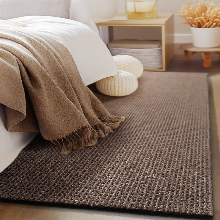 Feblilac Japanese Style Rectangular Solid Wool Living Room Carpet - view 3