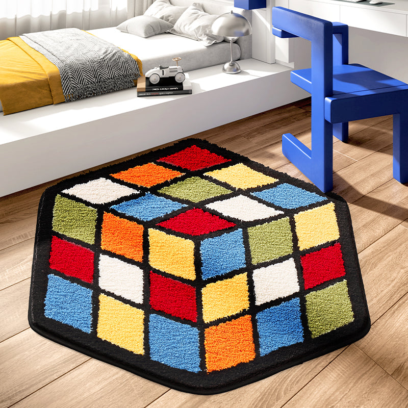 Feblilac Colored Cube Tufted Bath Mat