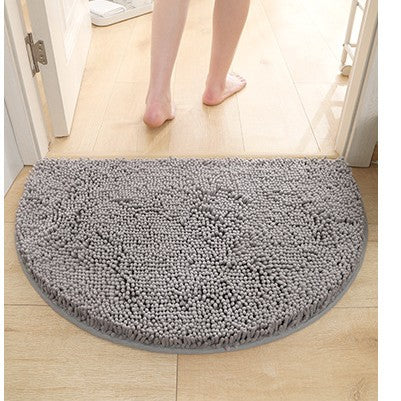 Feblilac Semi-Circular Solid Chenille Non-Slip Microfiber Shag Bathroom Rug Mat