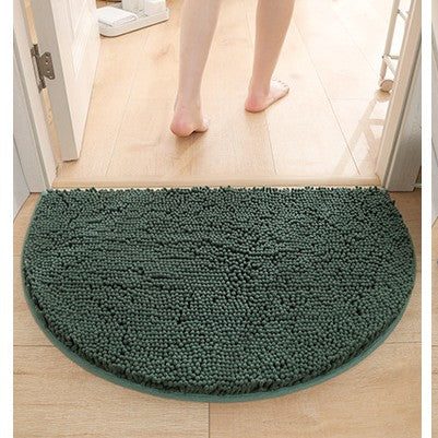 Feblilac Semi-Circular Solid Chenille Non-Slip Microfiber Shag Bathroom Rug Mat