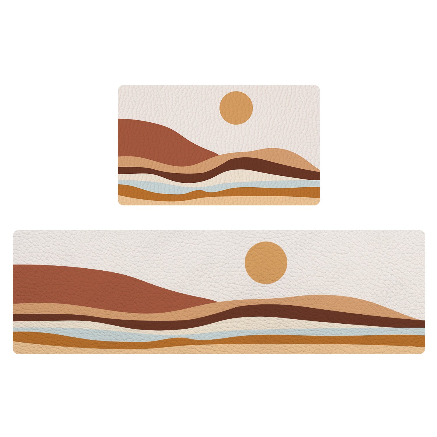 Feblilac Orange Mountains and Rivers Sunrise PVC Leather Kitchen Mat
