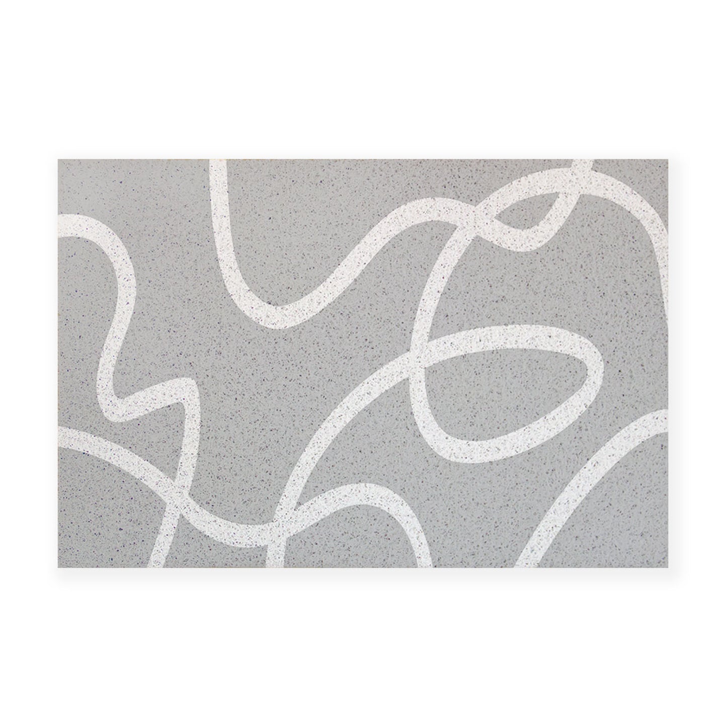 Feblilac Gray Background White Curves PVC Coil Door Mat