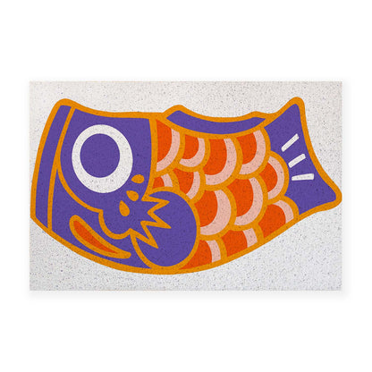 Feblilac Colorful Japanese Koi PVC Coil Door Mat