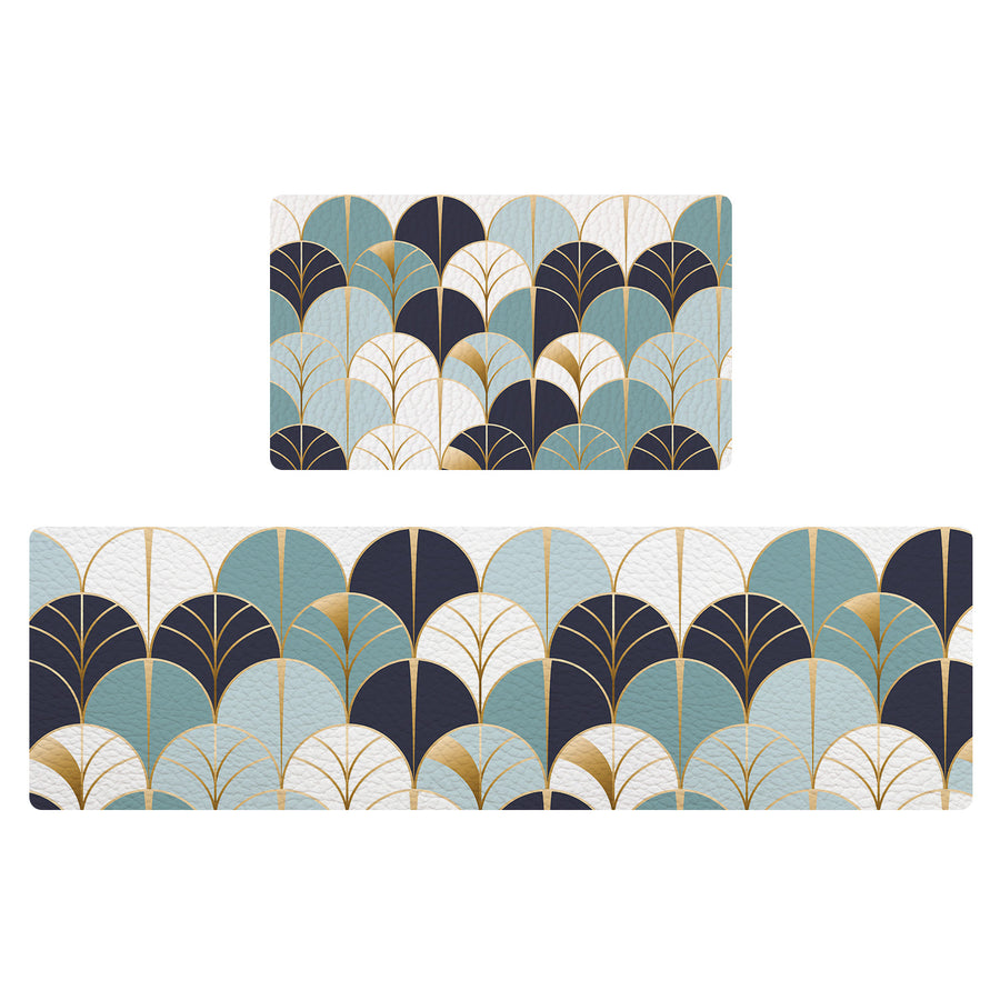 Feblilac Blue Wave PVC Leather Kitchen Mat - view 2