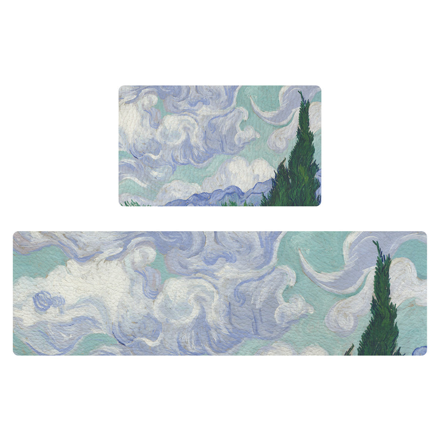Feblilac Van Gogh's Fields PVC Leather Kitchen Mat - view 2