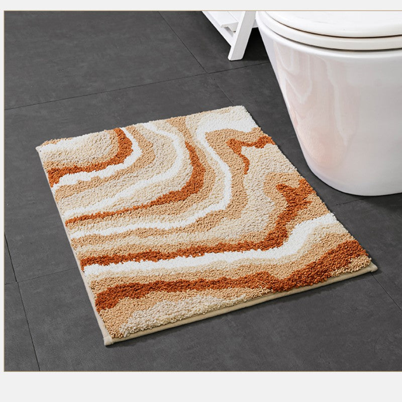 Feblilac Geometric Glass Water Flow Totem and Rose Tufted Bath Mat - view 3