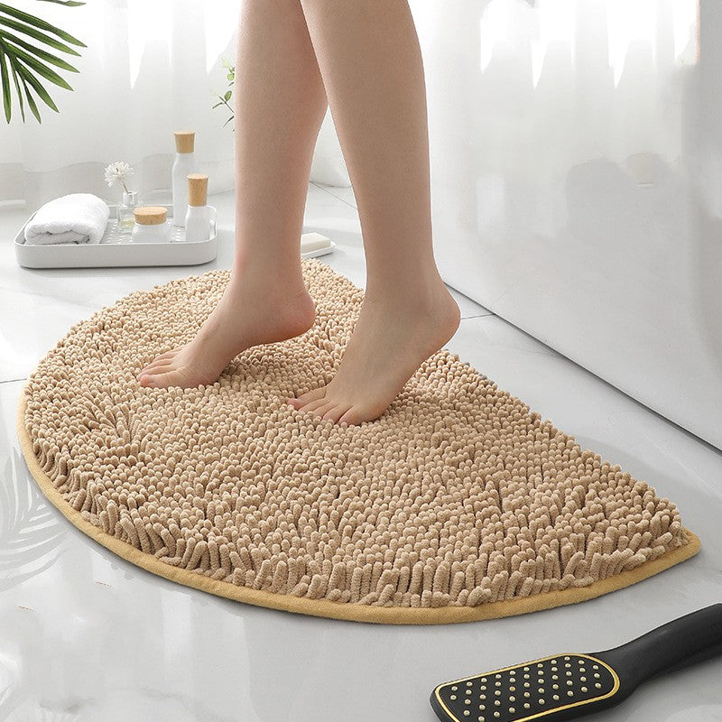 Feblilac Semi-Circular Solid Chenille Non-Slip Microfiber Shag Bathroom Rug Mat - view 7