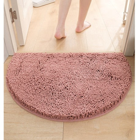 Feblilac Semi-Circular Solid Chenille Non-Slip Microfiber Shag Bathroom Rug Mat - view 5