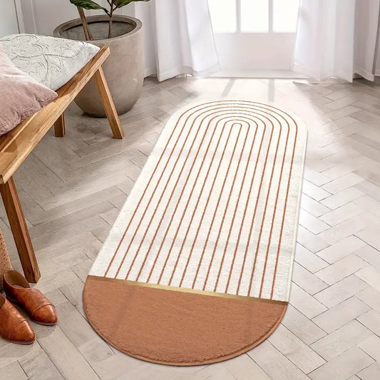 Feblilac Oval Curve Bedroom Rug Long Runner