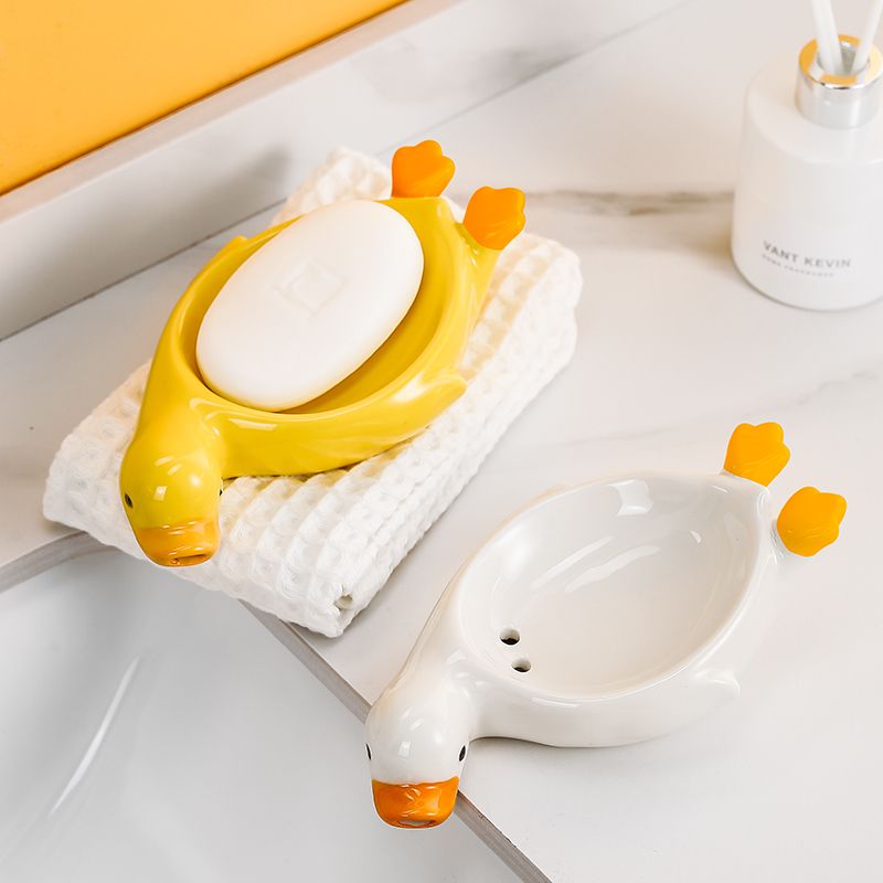 Feblilac Creative Cute Duck Soap Box for Bathroom