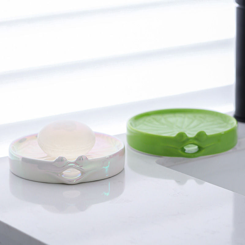 Feblilac Cute Frog Soap Box for Bathroom - view 3