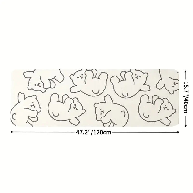 Feblilac Cute Bear Bedroom Rug Long Runner - view 3