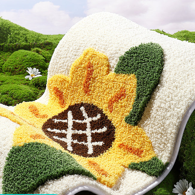 Feblilac Beige Big Sunflower Tufted Bath Mat - view 4