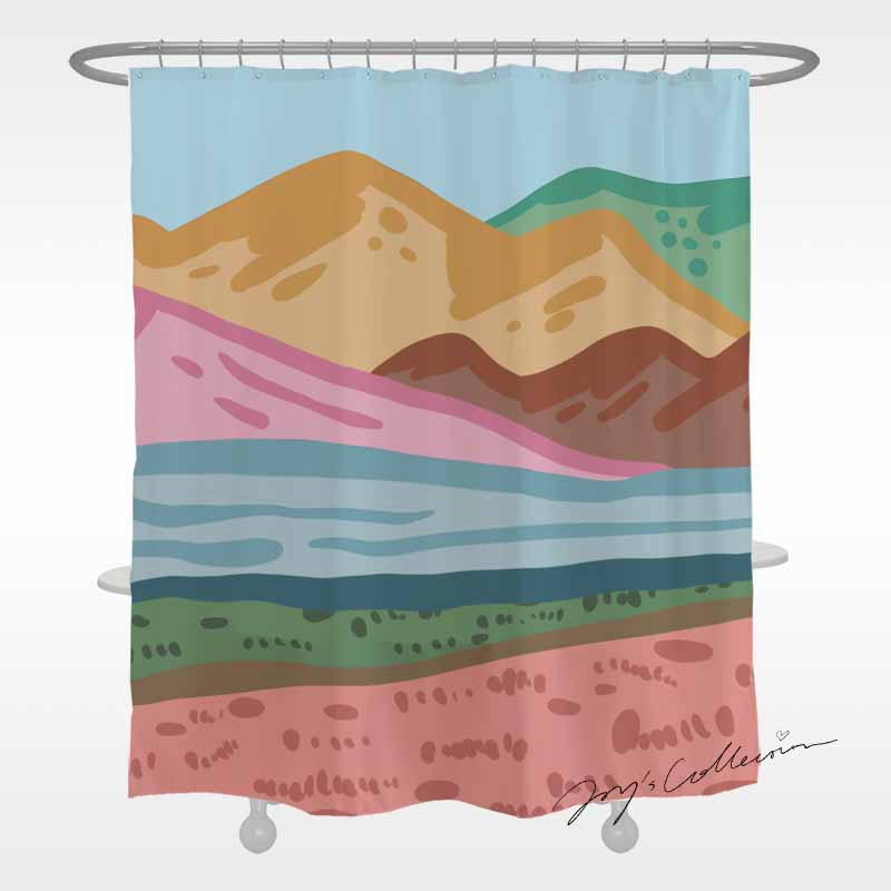 Feblilac Pink Mountains Shower Curtain