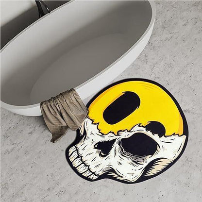 Feblilac Halloween Yellow Skull Horror Tufted Bath Mat