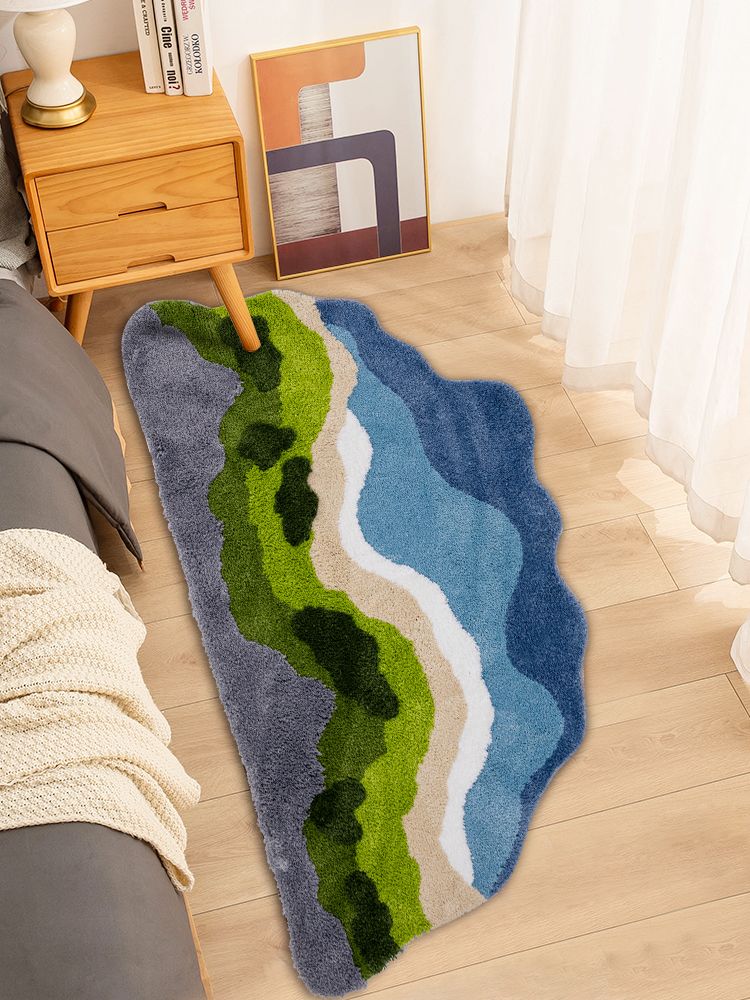 Feblilac Pretty Maldives Leaves Bedroom Mat, Moss and Lake Area Rug - Feblilac® Mat