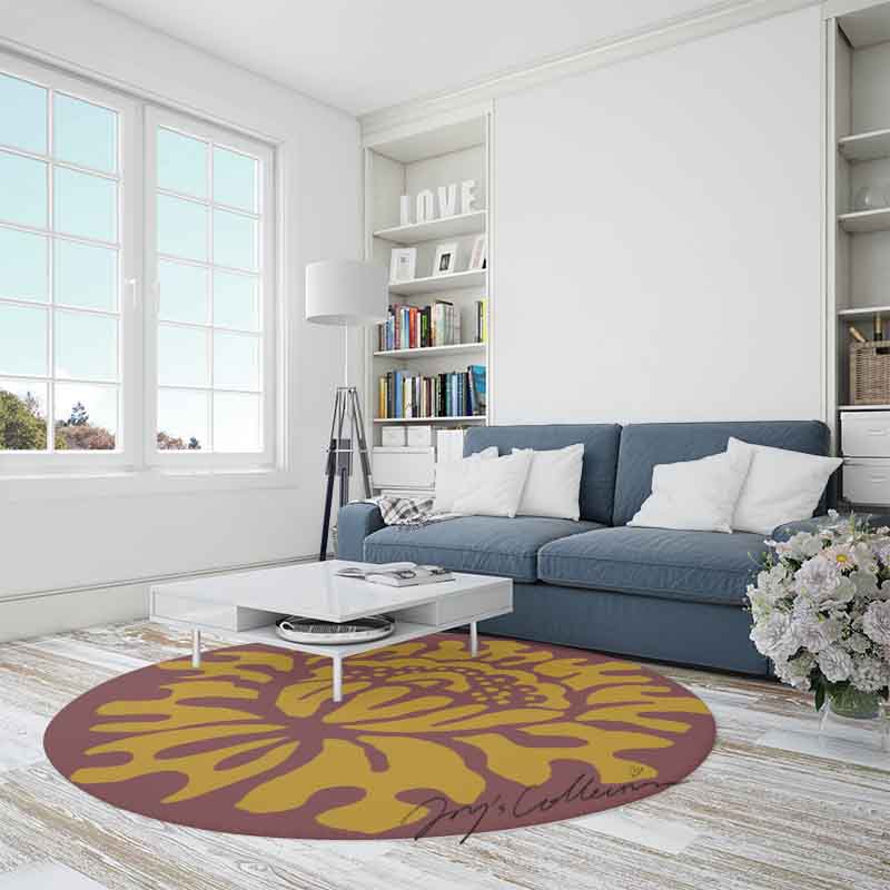 Feblilac Round Baroque Style One Big Flower Handmade Tufted Acrylic Livingroom Carpet Area Rug