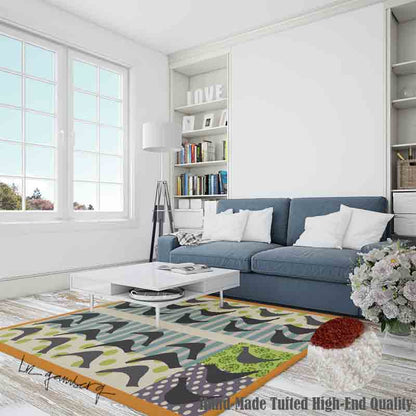 Feblilac Bird Reflections Handmade Tufted Acrylic Livingroom Carpet Area Rug by Liz Gamberg Studio from US