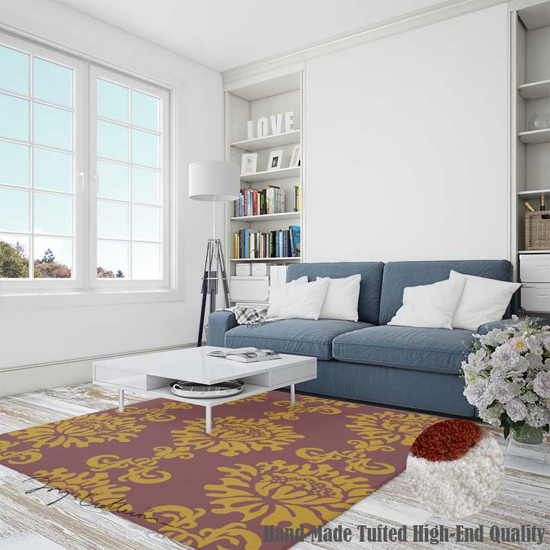 Feblilac Baroque Style One Big Flower Handmade Tufted Acrylic Livingroom Carpet Area Rug