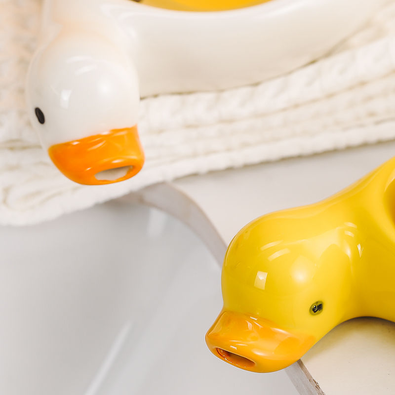 Feblilac Creative Cute Duck Soap Box for Bathroom