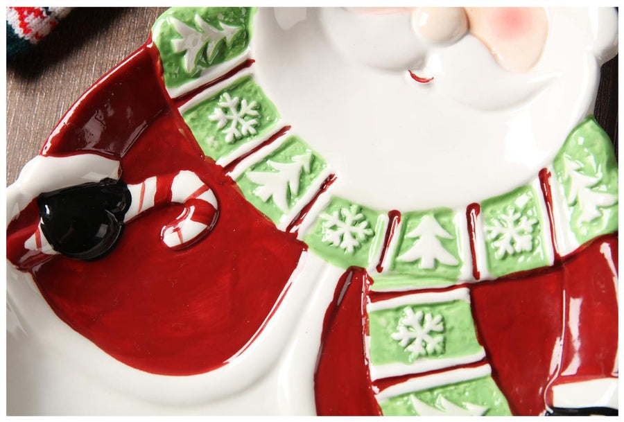 Santa Claus Pine Tree Ceramic Tray, Cute Holiday Plate for Kitchen Dessert Tableware, Christmas Decor - view 4