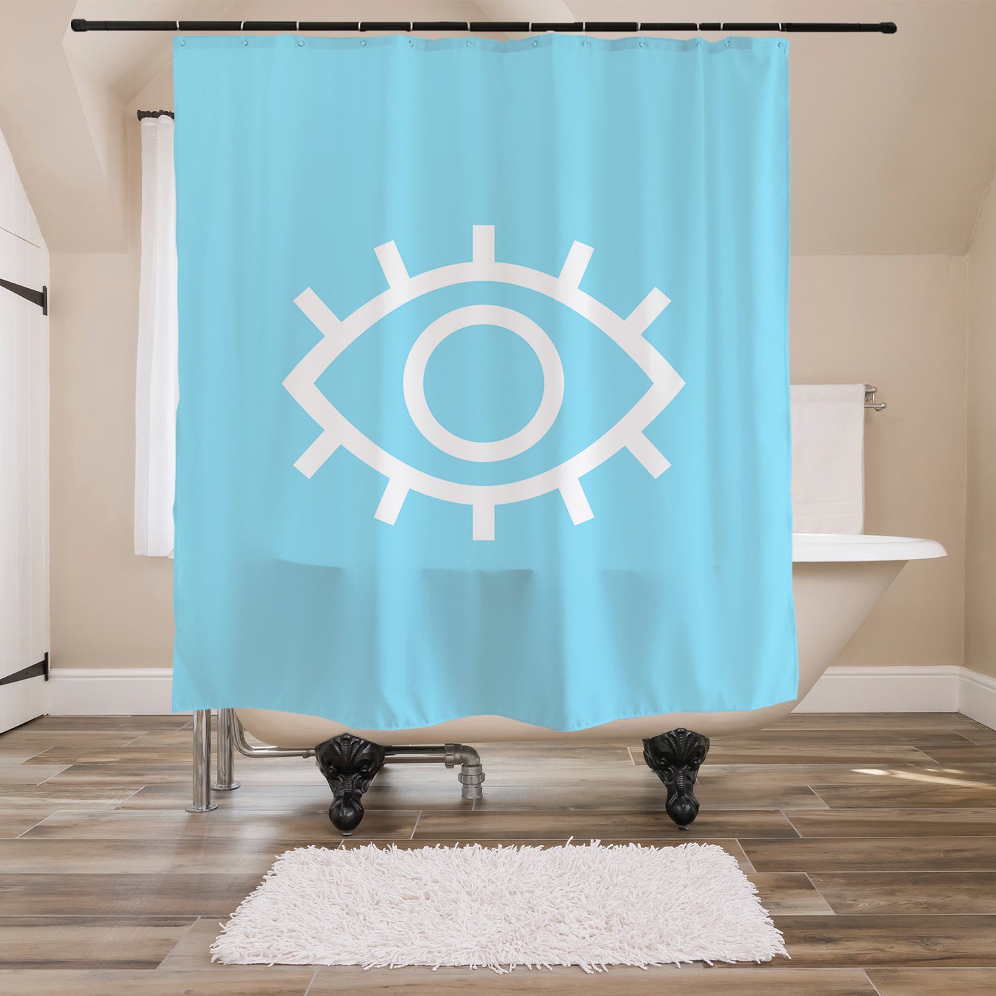 Feblilac the Eye of the Blue Devil Shower Curtain with Hooks