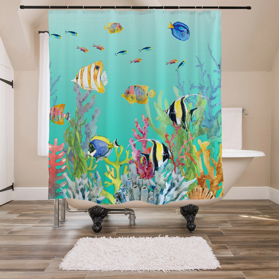 Tropical Fish Ocean Shower Curtain - view 3