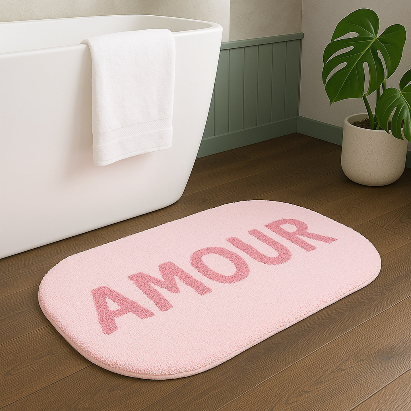 Feblilac Pink French AMOUR Tufted Bath Mat