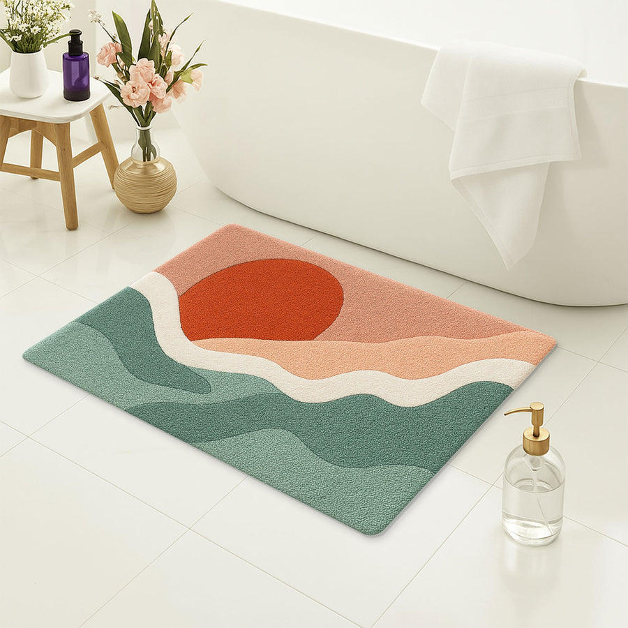 Feblilac Snow Mountain and Red Sun Tufted Bath Mat - view 3